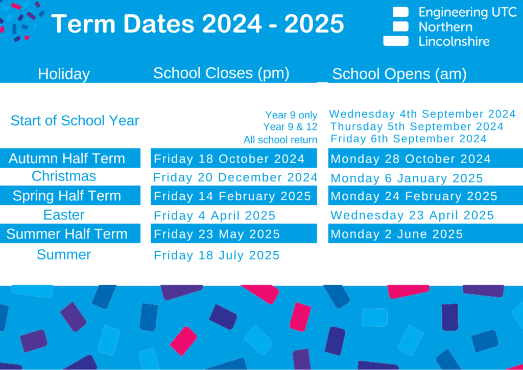 Term dates Engineering UTC Northern Lincolnshire